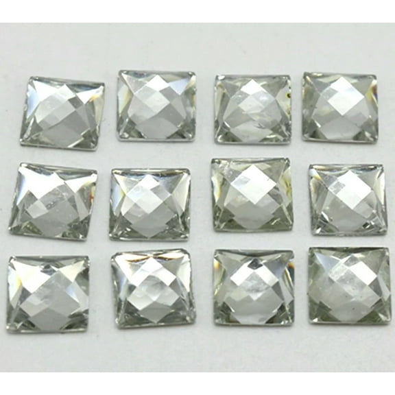 U8MO 250 Clear Acrylic Flatback Faceted Square Rhinestone Gems 8X8mm No Hole