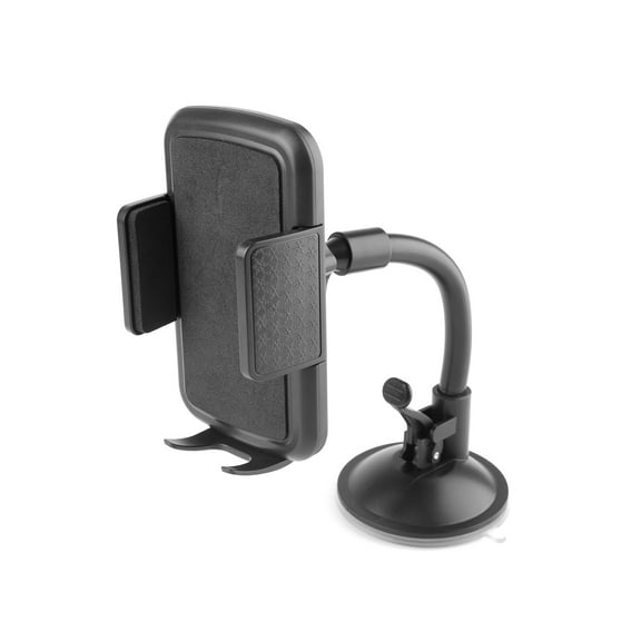 onn Car Phone Mount with Suction Cup for Windshield and Dashboard, 360° Viewing, Compatible with iPhone and Smartphones, Black