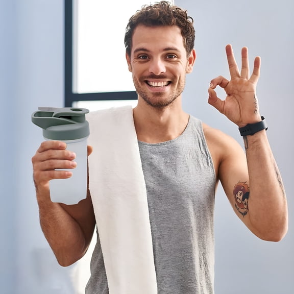 ACDANC Small Shaker Bottle for Protein Powder, Shaker Cups with Ball Blender Whisk, Perfect for Protein Shakes and Pre Workout Travel To Go, 10oz/300ml BPA Free, Gray