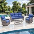 thumbnail image 2 of Jentlehouse Outdoor Patio Furniture Set,All-Weather Wicker Sofa Set with Outdoor Rockers & 2-Tier Table,Outdoor Conversation Furniture Set for Garden Porch Balcony Deck, 2 of 11