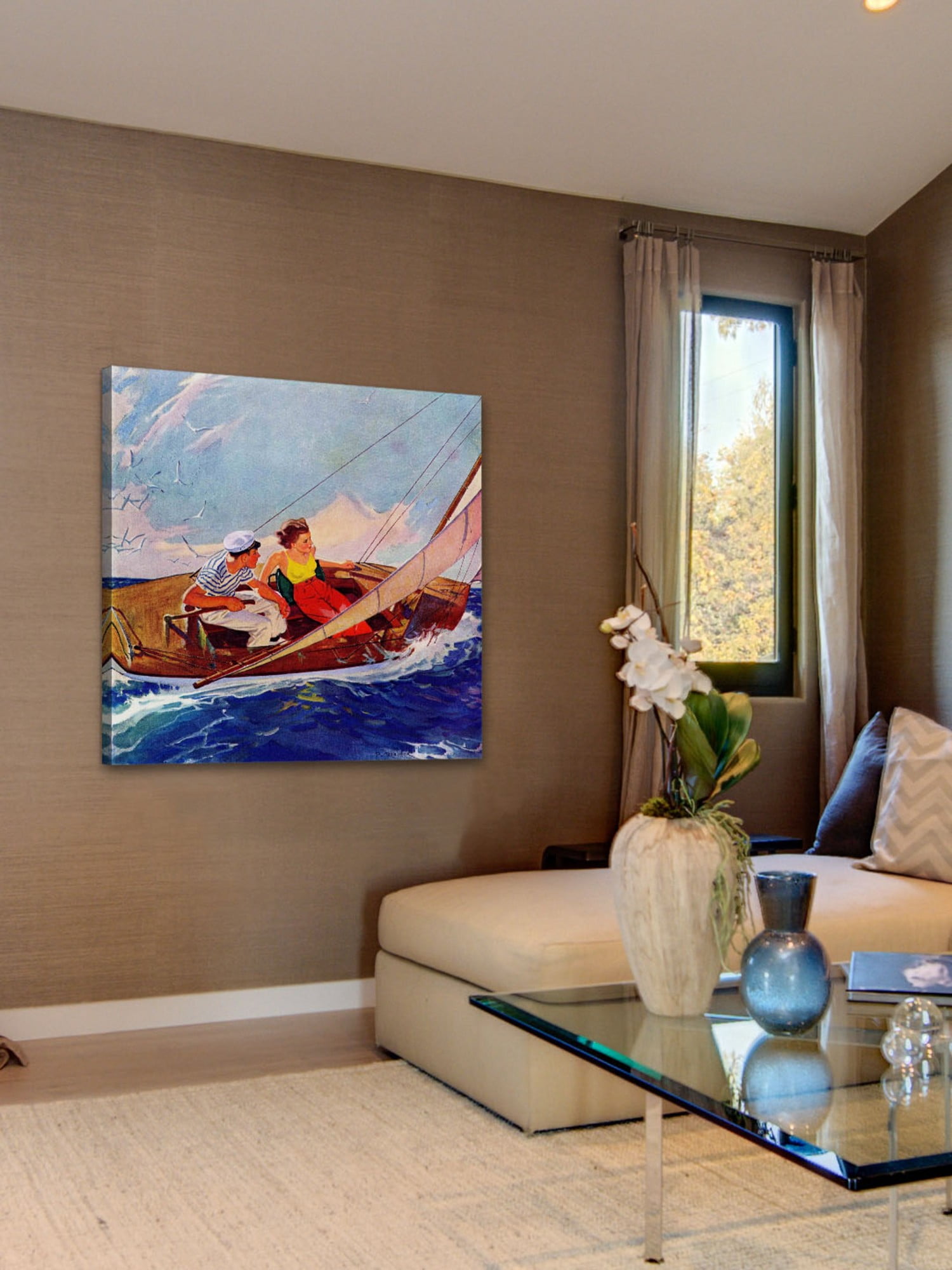 Marmont Hill Couple Sailing by R.J. Cavaliere Painting Print on Canvas
