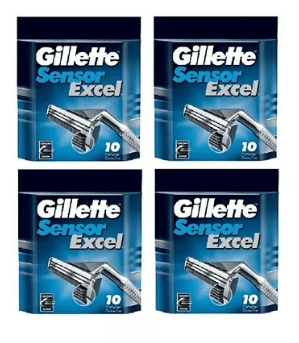 Gillette Sensor Excel Refill Blade Cartridges, 10 Ct. (Pack of 4) + Makeup Blender