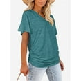 thumbnail image 2 of Women's V Neck Oversized T-Shirts Summer Short Sleeve Shirts Loose Casual Tops Tee, 2 of 5