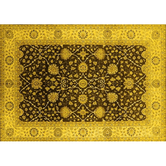Ahgly Company Indoor Rectangle Oriental Yellow Industrial Area Rugs, 3' x 5'