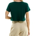 thumbnail image 3 of Women's Boxy Crop Top Round Neck Short Sleeve Casual 100% Cotton Cropped Tee T-Shirt, Amazon Green, Large, 3 of 3