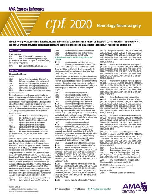 CPT 2020 Express Reference Coding Card: Neurology/Neurosurgery (Book ...