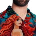 thumbnail image 5 of Mermaid Men's Short Sleeve Printed Button Down Beach, Casual, Poplin Shirts for Summer Vacation, 5 of 6