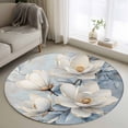 thumbnail image 3 of White Magnolia Round Area&nbsp;Rug 3ft Farmhouse Flowers Non-Slip&nbsp;Washable Circle Rugs Soft Felt Indoor Floor Mat for Bedroom Kitchen Living Room Bathroom, 3 of 9