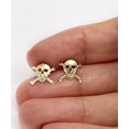 thumbnail image 6 of 14k Solid Yellow Gold Skull Punk Rock Gothic Halloween Stud Earrings 11 MM, 6 of 7