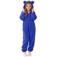 thumbnail image 2 of CUZIBR Toddler Bear Ear Onesie For Girls Fuzzy Hooded Pajama Jumpsuit Zip-Up Long Sleeve Cute Homewear,Blue,5-6 Years, 2 of 5