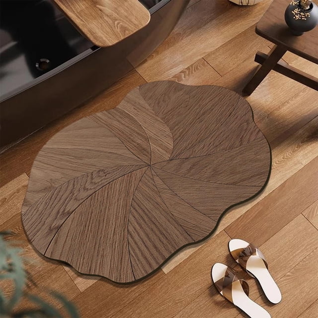 Alfombra de Baño de Tierra de Diatomeas con Veta de Madera, 40x60cm, Tapete Absorbente de Gel de Sílice, Felpudo de Entrada Antideslizante de Secado Rápido para Decoración de Baño Moderna,