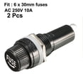 thumbnail image 2 of 2Pcs AC 10A 250V 6mm x 30mm Black Electrical Faceplate Mounted Screw Cap Fuse, 2 of 4