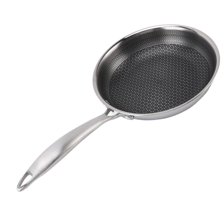 M Buder 316 Stainless Steel Nonstick Frying Pan, Honeycomb Skillet for Induction and Gas Cooktops, 7.9 inches / 20 cm, Silver