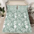 thumbnail image 2 of jejeloiu Retro Botanical Floral Queen Sheet Sets,Green White Bed Set For Girls 4pcs, 2 of 7