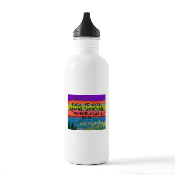 CafePress - SOCIAL WORKERS SAVING THE WORLD Water Bottle - Stainless Steel Water Bottle, Sports Bottle, 1.0L
