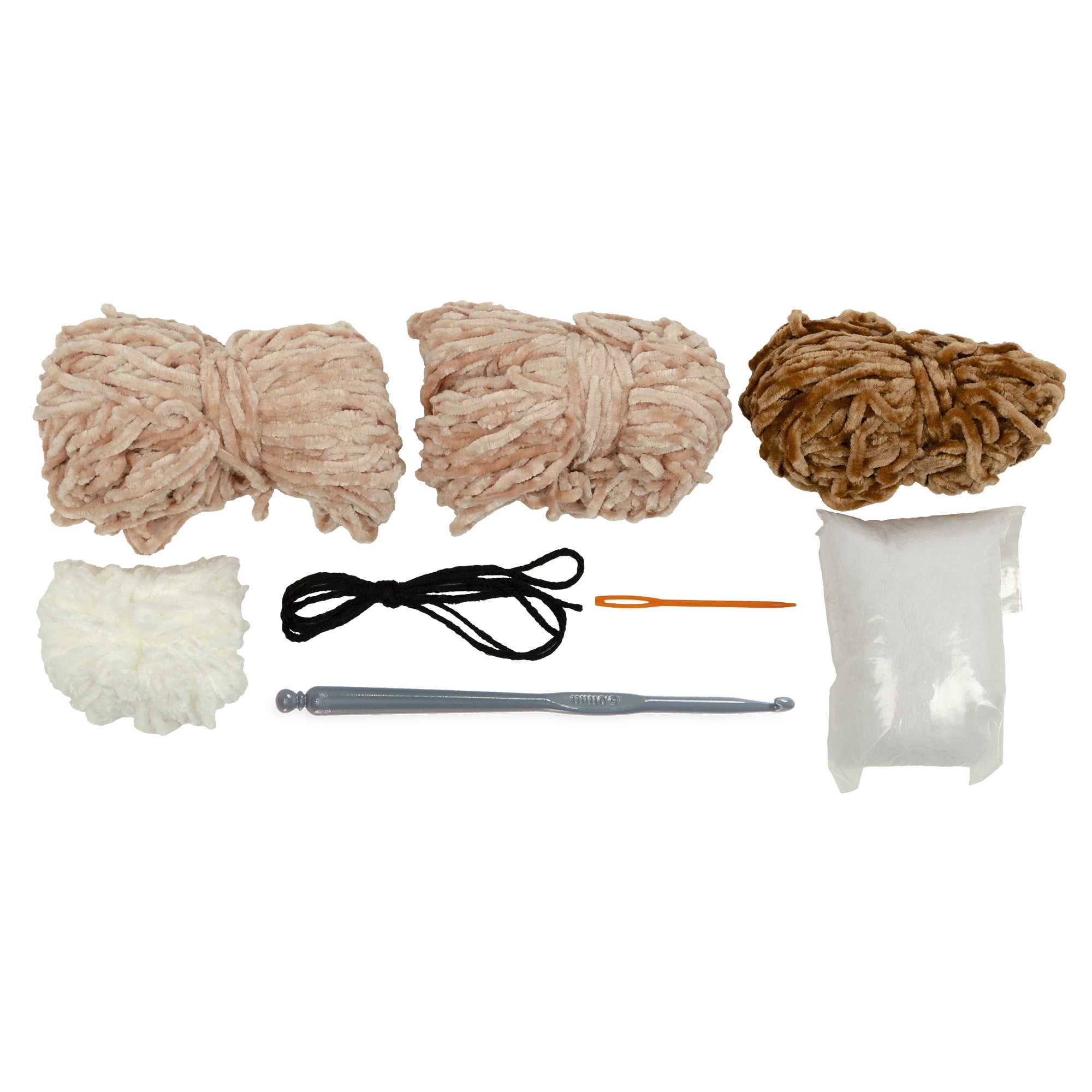 Create It Amigurumi Crochet Kit, Intermediate Skill Level, Comple DIY Set with Chenille Yarn, Highland Cow Design, Brown, 1 Kit