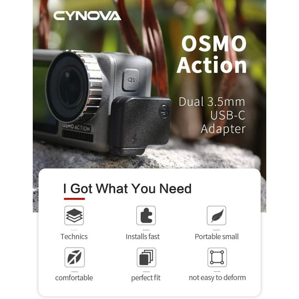 CYNOVA Osmo Action Dual 3.5mm/USB-C Mic Adapter- Made for DJI Osmo