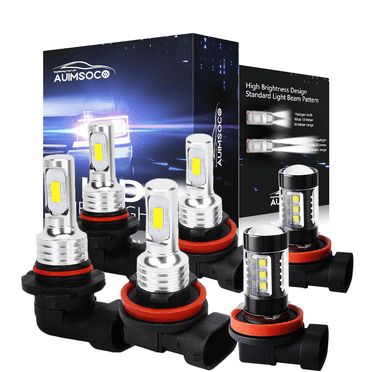 For Nissan Maxima 2009-2014, LED Headlights 6000K 9005 H11 H11 Combo 4000LM 6000K Super White High Low Bulbs Fog Light Bulbs Kit 6Pcs, 300% Brighter Easy Installation, Halogen Replacement