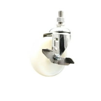 4 Inch 316SS Nylon Wheel Swivel 10mm Threaded Stem Caster with Brake SCC