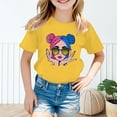 thumbnail image 2 of Girls Shirts Kid Graphic Round Neck Lightweight Short Sleeve Tee Summer Casual Girls Tops Yellow 9 Years-10 Years, 2 of 5