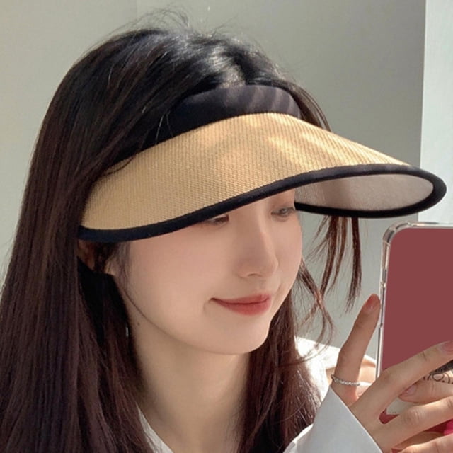 Sombrero con visera de paja para mujer, sombrero para de , parte superior vacía, transpirable, para exteriores, para , viajar, , Baoblaze Sombrero de sol para mujer