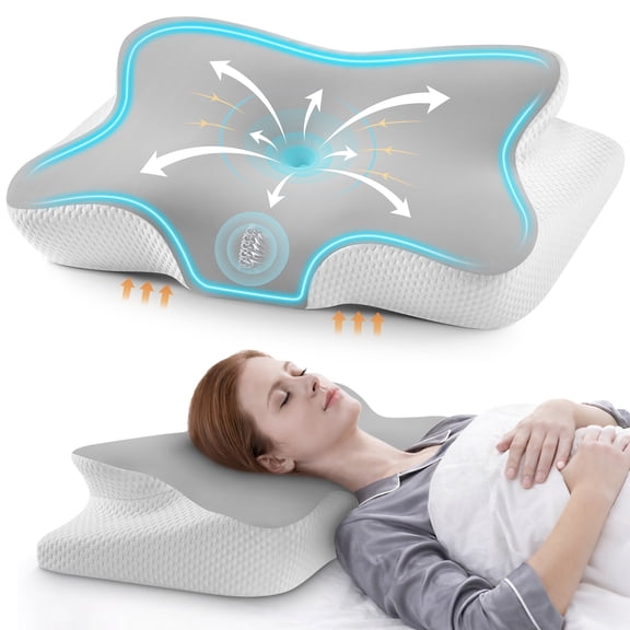 Butterfly Cervical Pillow for Neck Pain Relief, MOONORAH Ergonomic Memory Foam Pillow for Side and Back Sleepers, Orthopedic Contour Support with Cooling Breathable Cover (24.9"L x 14"W)