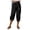 Black, variant on Women's Elastic High Waisted Loose Tapered Harem Cropped Pants with Pockets Light Gray S