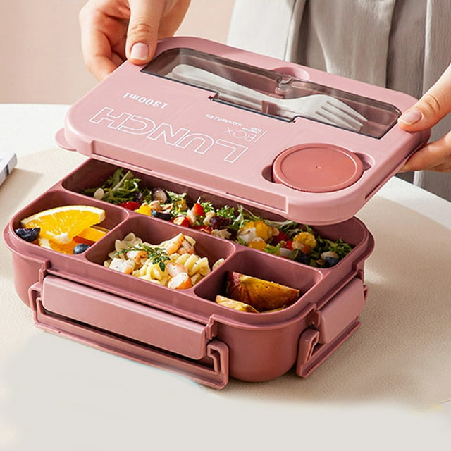 Bento Lunch Box, Bento Box Adult Lunch Box, 4 Compartments in One Large Lunch Box Leakproof Lunch Box Suitable for Dining Out Work School Plastic Microwave Lunch Box Sealed, Lunch Box Containers