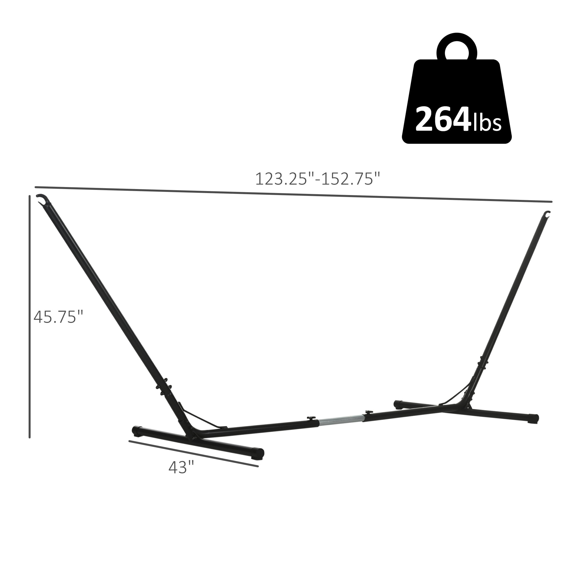 Garden Accessories Outsunny Universal Hammock Stand 10-13ft Adjustable Steel Stand Space-Saving and Portable Carrying for Indoor and Outdoor Use, Black,Garden Decorative Accessories