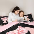 thumbnail image 4 of Erosebridal Princess Bow R Twin Bedding Sets 7-Piece, Spring Flower Bedding Comforter Set, Pink Reversible, 4 of 7