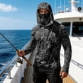 thumbnail image 3 of Men Hooded Long Sleeve Sun Protection Jacket Camouflage Print Lightweight Pullover Outdoor Casual Top with Zipper Pocket, 3 of 7