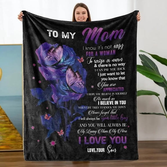 [60x50inch] [Vibrant Bazaar] I Love You Mom Throw Blanket Gifts for Mom Birthday Gifts for Women -Mom Gifts From Daughter or Son for Birthday Mothers Day
