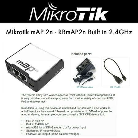Mikrotik mAP 2n, RBmAP2n Built in 2.4GHz Wireless Access Point 802.11/b/g/n