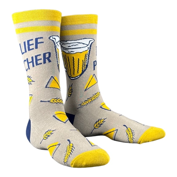 Men's Relief Pitcher Socks Funny Beer Lovers Drinking Joke Novelty Footwear