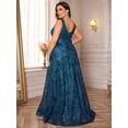 thumbnail image 3 of Plus Size Formal Dresses for Women with Embroidery Sequin and V-Neck, A-Line Maxi Dress for Wedding and Cocktail, 3 of 6