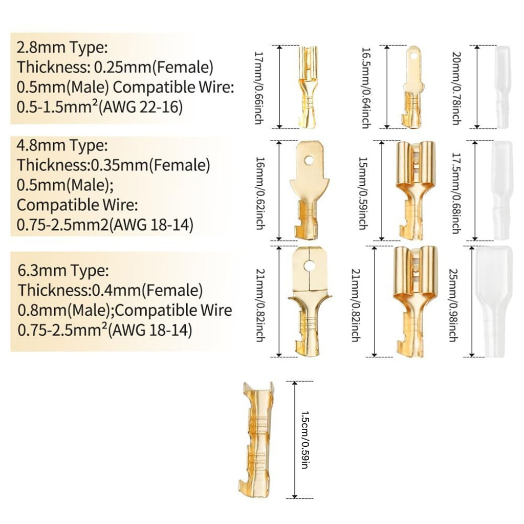 Professional 810pcs Spade Terminals Assortment Electrical Spade Terminals Connectors Male & Female Set for Firm Connection