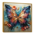 thumbnail image 2 of Designart "Metallic Orange and Blue Butterfly" Animals Framed Wall Art - Traditional Orange Butterfly Hallway Framed Wall Art Decor, 2 of 6