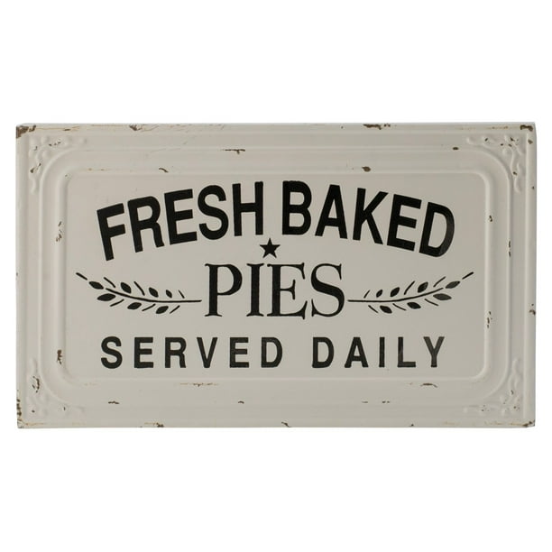 Fresh Baked Pies Served Daily Metal Sign 15.5 Inches White and Black