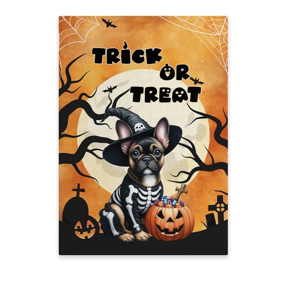 Trick or Treat French Bulldog Needs Candy Happy Halloween Night Vertical Matte Canvas Poster Dog Lover Gifts Wall Art Home Decor - 02020