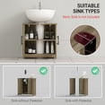thumbnail image 3 of HOMCOM Farmhouse Pedestal Sink Storage Cabinet, Freestanding Bathroom Sink Cabinet with 2 Barn Doors and Adjustable Shelf, Distressed Light Gray, 3 of 9