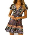 thumbnail image 1 of PENGXIANG Été Femmes Boho Floral Wrap Robe Dames Robe de Soleil, 1 of 5