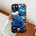 thumbnail image 2 of Blue Silver Heart Rose Decorative iPhone Case Luxury Valentines Day Gift Compatible with iPhone 11/12/13/14/15/16 (Pro Max/Plus), 2 of 9