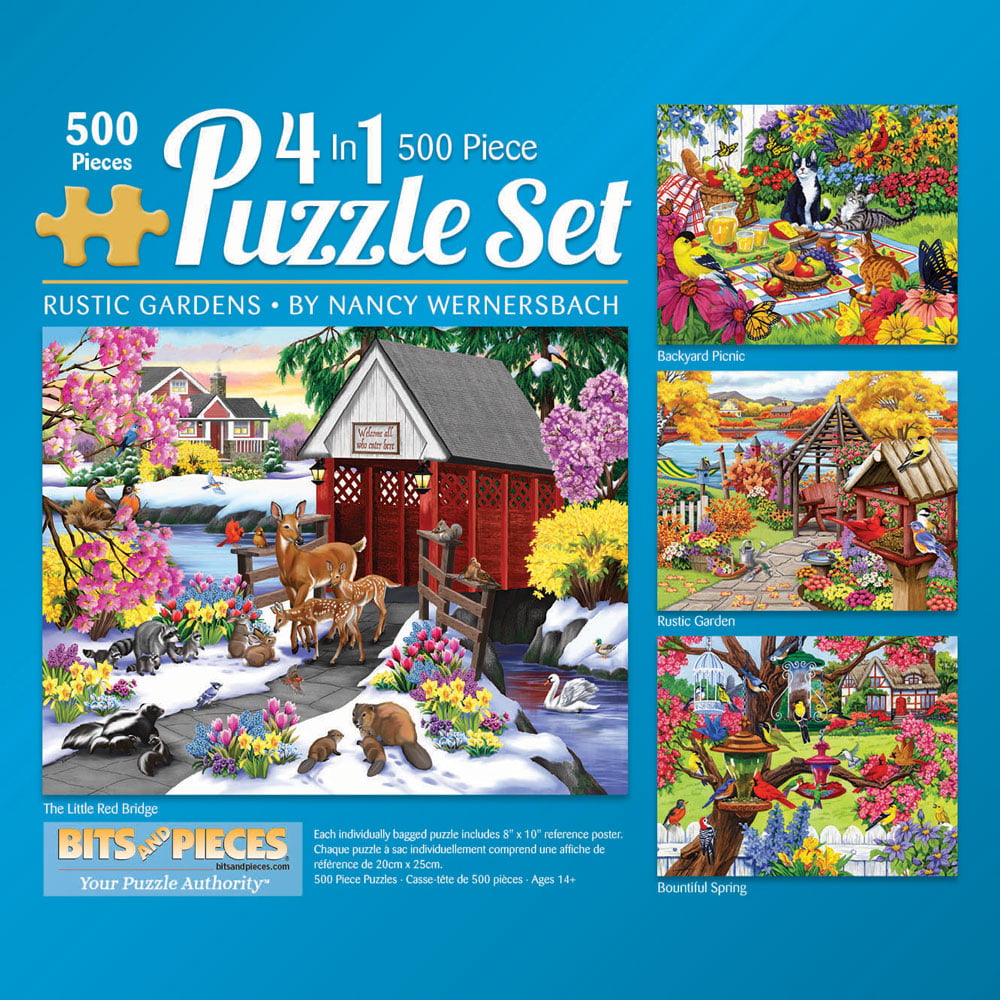 Bits and Pieces - 4-in-1 Multi-Pack Set of 500 Piece Jigsaw Puzzle for
