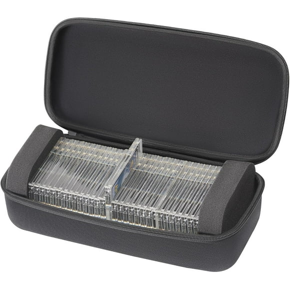 ERDS-Toploader and One Touch Trading Card Storage Box Compatible with 30 PSA Cards or 36 One Touch magnetic Card or 175 Top Loader Card.Case for Sleeved MTG TCG CCG Cards,Includes 8 Foam Diviers. (bl