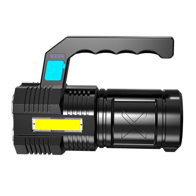 Foco de mano con 5 luces, impermeable, multifuncional, recargable, con indicador de batería de 3,7 V