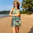 thumbnail image 3 of Balery Serene Coastal Blue Sky Vestidos de verano para mujer con estampado: vestido holgado sin mangas, vestido playero informal y cómodo para días calurosos., 3 of 7