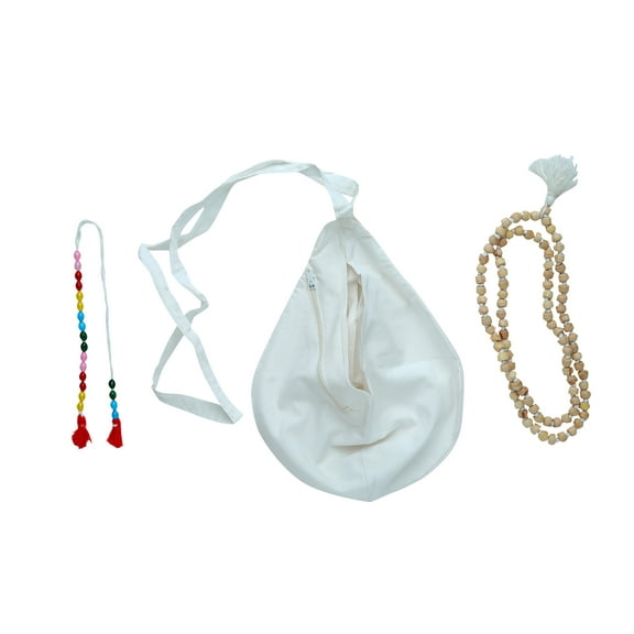Gomukhi Gaumukhi Japa Mala Meditation Prayer Bag Zip Pocket Mantra Japa Chanting Mala Tulsi Basil Prayer Necklace Hand Knotted Karma (108 1) Beads Hindu Sanatana Dharm Tibetan Buddhist Subha Rosary