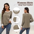 thumbnail image 3 of SHIBEVER Long Sleeve Shirts for Women Fall Womens Tops Crew Neck Lightweight Sweater Pullover Basic Tunic Winter Clothes Coffee L, 3 of 7