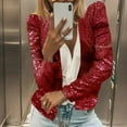 thumbnail image 2 of Women's Sequin Jackets Long Sleeve Open Front Party Sparkly Cropped Cardigan Coat Casual Shrugs Sparkly Shiny Jackets, 2 of 4