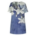 thumbnail image 5 of JINMGG Womens Plus Size $5 Women's Summer Casual Round Neck Short Sleeve Folding with Pocket Printed Dresses Blue XL, 5 of 5